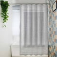 thumbnail image 4 of Shower Curtains for Bathroom-36"x72",Vintage Key Pattern Grey Linen Waterproof Bath Curtain Grommet Shower Curtain Set with Hooks,Abstract Square Texture Washable Bath Accessories, 4 of 7