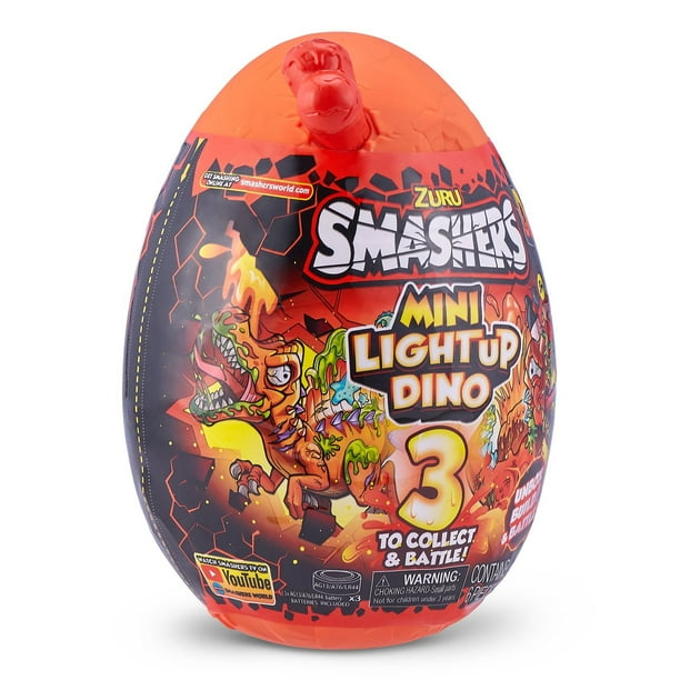 ZURU SMASHERS Light Up Surprise - Huevo De Mini T-Rex Con Dinosaurio Que Ilumina - Sorpresa Para Niños