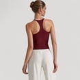 thumbnail image 5 of Women's Fitted Square Neck Tank Top with Built-In Bra and Racerback Design for Active and Casual Comfort - Large, Burgundy, 5 of 7