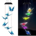 thumbnail image 1 of Luz de campana de viento solar LED, luz colgante de pájaro rojo, luz de mariposa, luz decorativa para exteriores, luz de ambiente festivo, luz de paisaje, 1 of 6