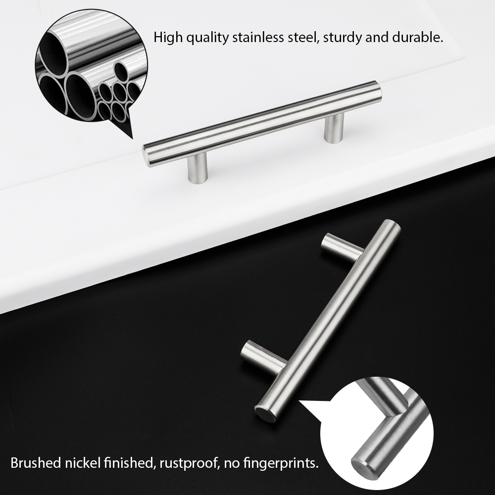 Goldenwarm 20 Pack Brushed Nickel Cabinet Drawer Handles for Kitchen Door Dresser Bathroom Wardrobe Hardware, 3-3/4in Hole Centers
