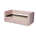 thumbnail image 5 of Baxton Studio Larkin Modern and Contemporary Pink Velvet Fabric Upholstered Twin Size Daybed with Trundle, 5 of 7