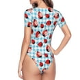 thumbnail image 3 of Uemuo Flowers and Lady Bugs Pattern Women's One Piece Short Sleeve Swimsuit Rash Guard Surfing Modest Quick-drying Swimsuit Beach Essentials-, 3 of 9