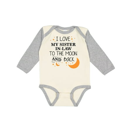 

Inktastic I Love My Sister In Law To The Moon and Back Gift Baby Boy or Baby Girl Long Sleeve Bodysuit