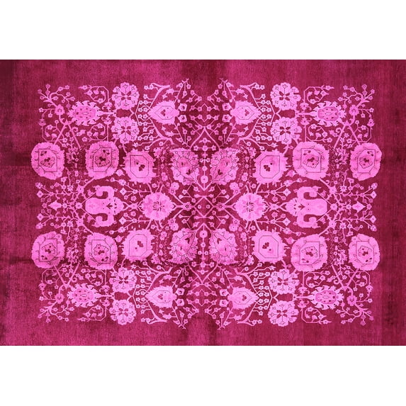 Ahgly Company Indoor Rectangle Oriental Pink Industrial Area Rugs, 4' x 6'
