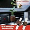 thumbnail image 3 of Mini Car Flower Vase, Adjustable Walnut Wood Vent Clip Holder for Cars, Dashboard Decor, Aromatherapy Diffuser with Glass Insert, 3 of 7