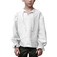 thumbnail image 2 of Domuza Boys Medieval Pirate Costume Shirt Kids Medieval Renaissance Ruffled Long Sleeve Tops White 150, 2 of 4