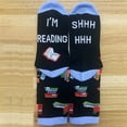 thumbnail image 4 of Sofullue Unisex Funny Saying Novelty Crew Socks Shhh I Am Reading Books Mid Tube Hosiery, 4 of 5