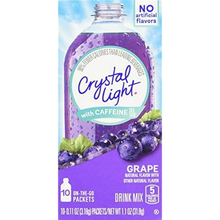 Crystal Light On The Go Energy Grape - Caffeine Energy Releasing, 10-Packet Boxes (Pack Of 4)