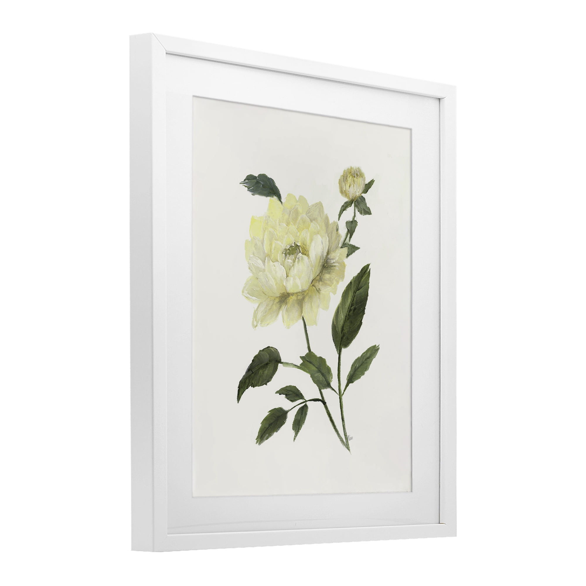 Stupell Industries Cream Garden Peony with Buds White Framed Print Under Glass, design by Nan