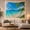 Palm Tree Shore, variant on Palm Tree on a Turquoise Tropical Beach with Boulders, Peaceful Coastal for Beach Lovers, Ocean Wall Art, Housewarming Gift, Tapestry Wall Hanging for Bedroom and Living Room