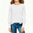 thumbnail image 2 of Girls' Ribbed Long Sleeve Top Crew Neck Solid Casual Pullover Comfortable Fitted Blouse for Daily Wear & Layering (5-14 Years), 2 of 9