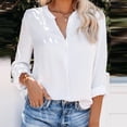 thumbnail image 4 of LEAVINGSUO Blouses for Women Fashion Womens White Long Sleeve V Neck Tee Casual Popular Blouse Tops, 4 of 9