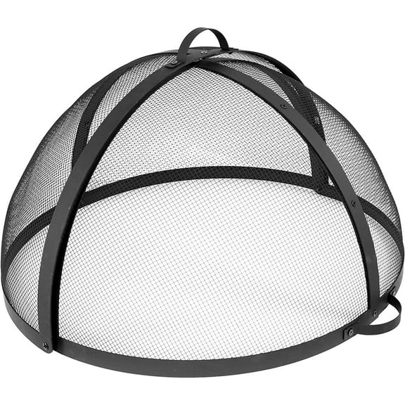 EnjinZZ Fire Pit Screen - Round Fire Pit Spark Screen - Heavy-Duty Steel Mesh Metal Cover with Handle - Fire Pit Screen Cover with Door - 22 Inch Diameter