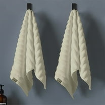 Djunllk Cotton Hand Towels Textured Stripe Cozy Soft, Premium Microfiber Hair Towel Highly Absorbent, Washcloths Basic Bathroom Towels for Bathroom Hotels Gym, 29.5" x 13.8"