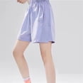 thumbnail image 4 of Girls' Quick Dry Elastic Waist Shorts, Casual Loose Wide Leg Running Shorts for Summer Purple 170, 4 of 6