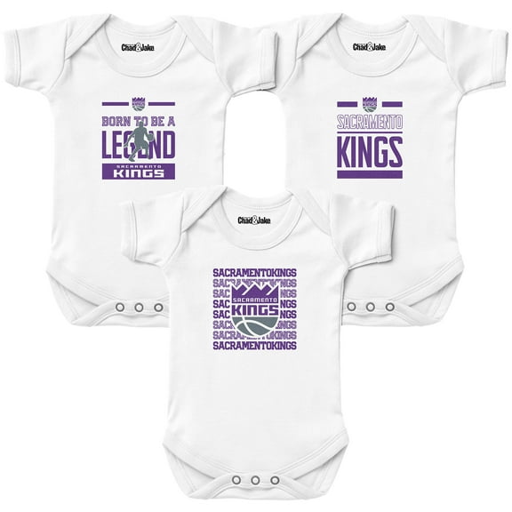 Newborn & Infant Chad & Jake White Sacramento Kings 3-Pack Bodysuit Set