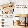 thumbnail image 6 of Gymax Console Table Entryway Table Long Sofa Side Table w/ Open Shelf & Rattan Drawers, 6 of 9
