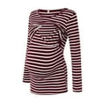 thumbnail image 3 of T-shirt de Maternité à Rayures Régulières pour Femmes, Manches Longues, Col Rond, Basique, Allaitement, 3 of 5