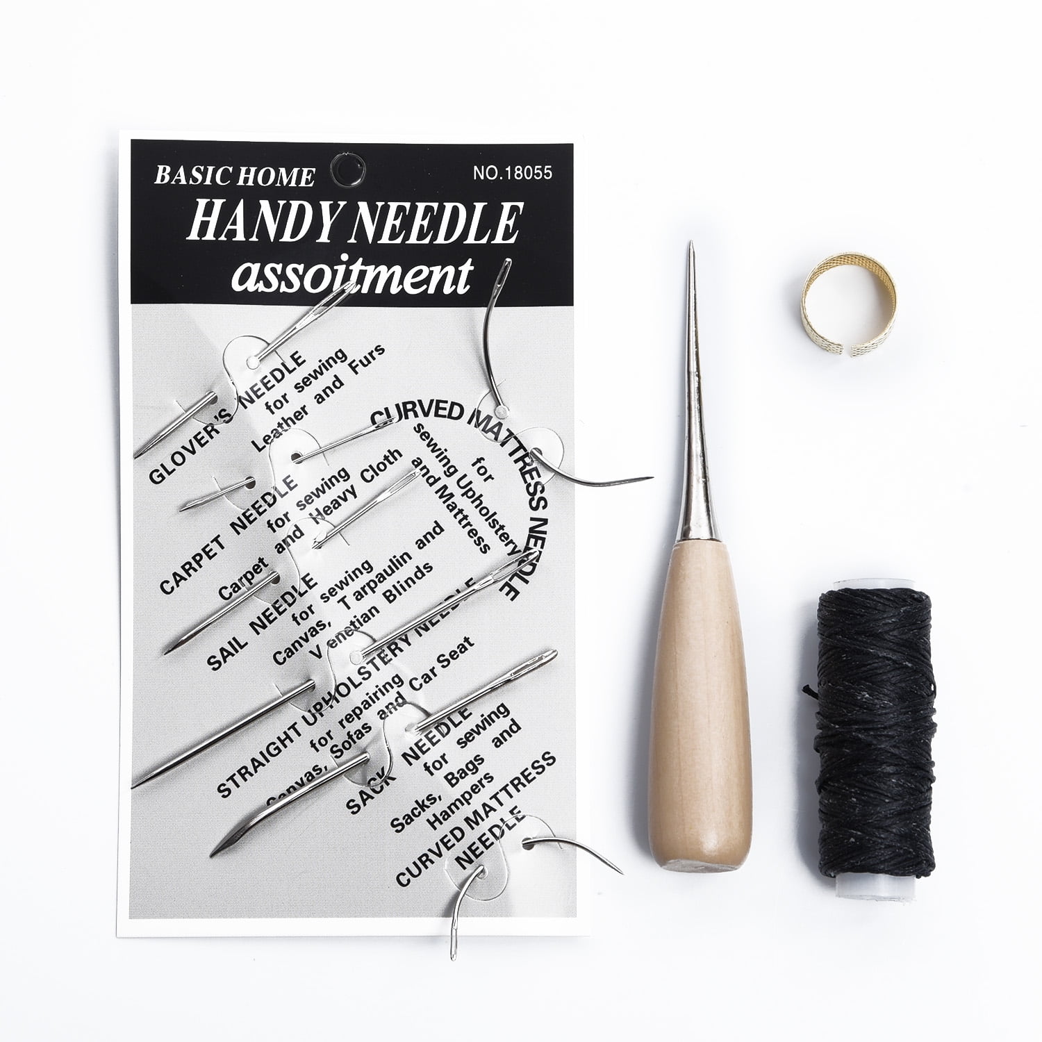 Leather Sewing Needles Stitching Needle Set Thread Thimbles Hand Sewing