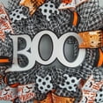 thumbnail image 5 of White Black Halloween Wreath - Boo Orange Front Door Decor - Ghost Decorations, 5 of 5