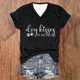 thumbnail image 3 of Camiseta de Manga Corta con Cuello en V Impresa Por la Carta de las Mujeres, 95% Poliéster 5% Spandex Vintage Top Ligero para Diario, Fiesta Y Primavera, 3 of 3