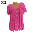 thumbnail image 1 of Camiseta de mujer con cuello en V, manga corta, camiseta de verano informal estampada, rojo, XXL Scienceny  AP001653-21, 1 of 5