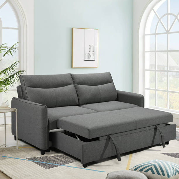 forhold Overbevisende Fader fage 3 in 1 Convertible Sleeper Sofa Bed, Modern Velvet Loveseat Futon Sofa Couch  with Pullout Bed, Small Love Seat Lounge Sofa with Reclining Backrest,Toss  Pillows, Pockets, Furniture for Living Room,Gray - Walmart.com