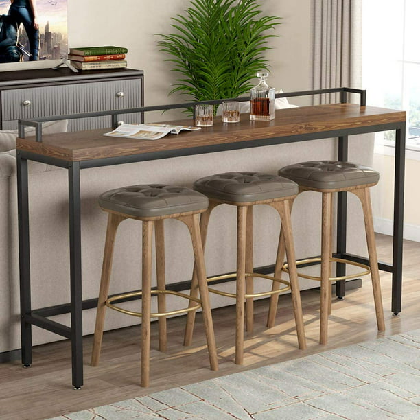 Tribesigns 70 9 Lengthen Console Table, Industrial Console Table With Stools