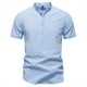 thumbnail image 2 of pstuiky Camisa de manga corta para hombre, Suéter informal de manga corta con cuello alto y diseño liso cómodo para hombre ropa de hombre xxl, 2 of 9