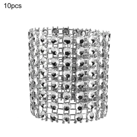 

VEAREAR 10Pcs Rhinestone Napkin Ring Serviette Holder Wedding Holiday Party Table Decor