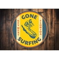 thumbnail image 2 of Gone Surfing Key West Florida, Surfer Aluminum Metal Decor Sign - 12" Round, 2 of 4