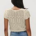 thumbnail image 7 of Crochet Front Tie Tops for Women Y2k Short Sleeve Knit Tees Hollow Out Button Down Shirts Beach Tops, 7 of 7