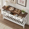 thumbnail image 2 of SPANSPACE Farmhouse Console Table with 3 Drawer, 47'' Entryway Table with Open Storage Shelf, Narrow Long Sofa Table for Living Room, Hallway, Behind Soft, Couch , White, 2 of 10