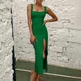 thumbnail image 5 of Sakmal Long Spring Dresses Graduation Cocktail Green Split Dress Sleeveless Square Neckline Dresses, 5 of 8