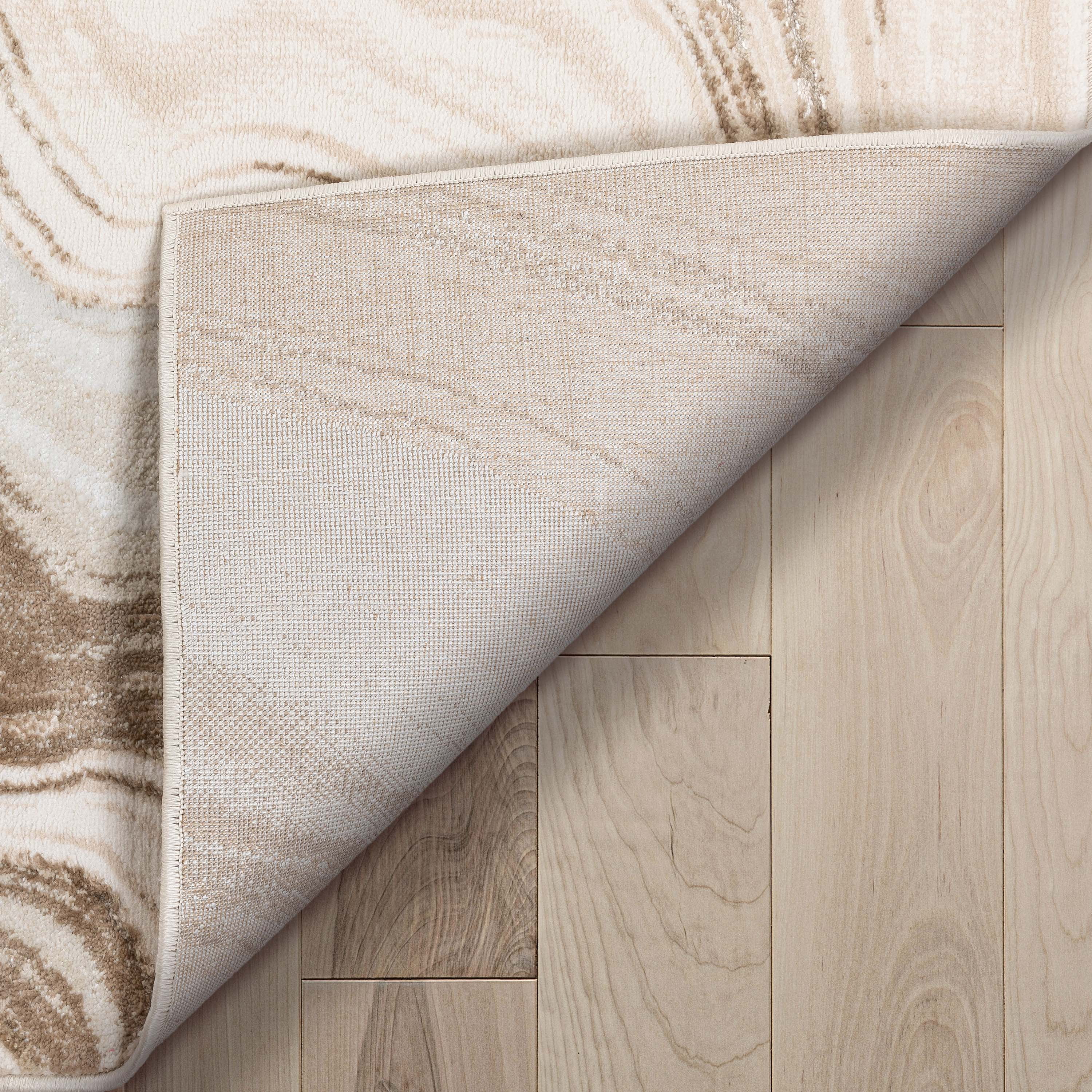 Well Woven Fairmont Warren Glam Abstract Striped Marble Pattern Ivory 6'7" x 9'3" Area Rug