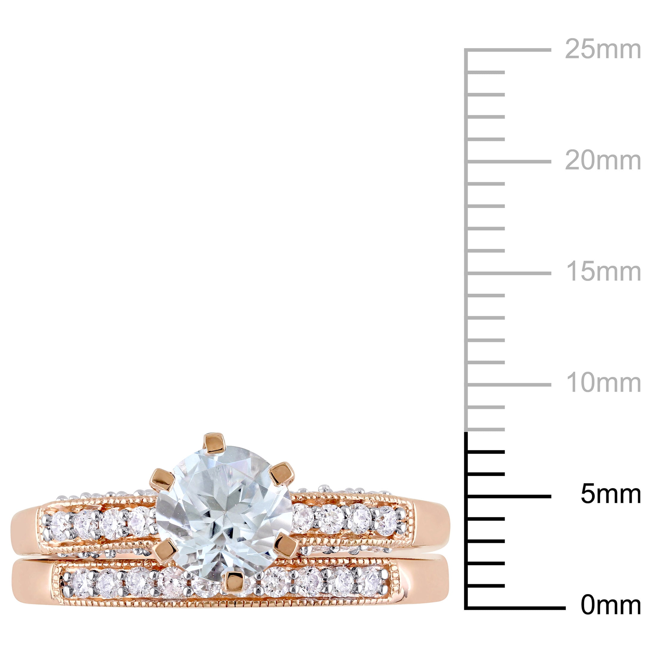 Everly Women's Aquamarine 10k Rose Gold Bridal Set