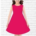 thumbnail image 3 of Huvoen Girls Summer Dress Casual New Cute Girl's Summer Dress Round Neck Solid Color Sleeveless A-Line Casual Dresses Girls Everyday Cotton Dresses Pinks 160, 3 of 3