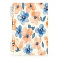 thumbnail image 2 of WOBOGO Pastel Peach and Blue Flowers Notebook College Horizontal Grid Paper Ink Spill Resistant Water Resistant Cover 8.3x5.7x0.4in, 2 of 8