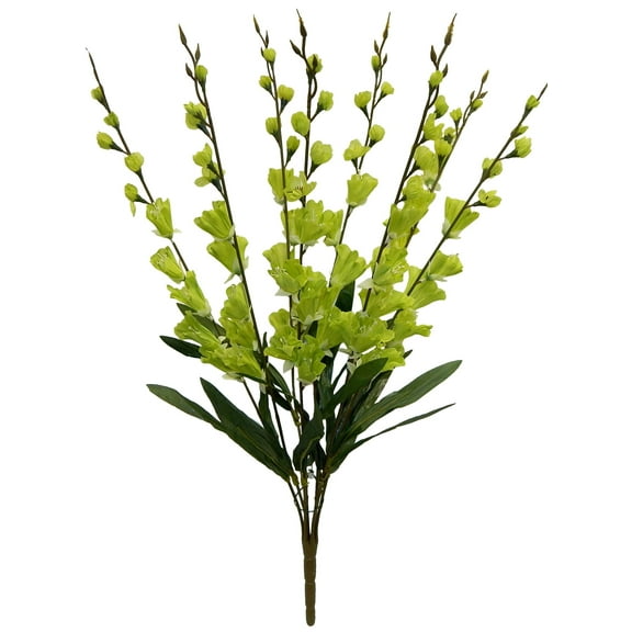 Granny Smith Green Bells of Ireland 32in Artificial Polysilk Faux Fake Flower Shell Flower Bush for Craft Home Garden Outdoor Ceremony Wedding Arch Floral Wall Aisle Decor (Sage Green, Set of 2)