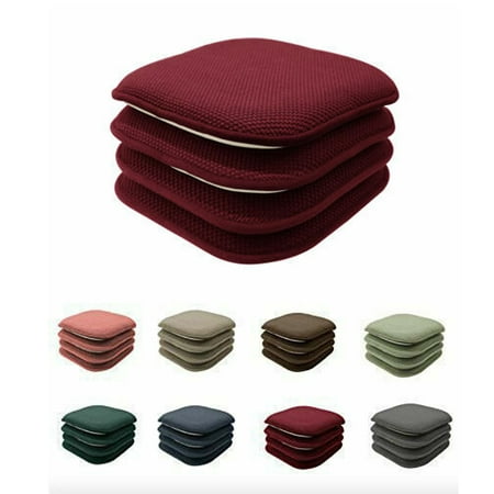 

Home Chair Cushion Memory Foam Pads Honeycomb Pattern Slip Non Skid Rubber Back Rounded Square 16 x 16 Seat Cover 4 Pack