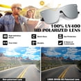 thumbnail image 6 of LINVO Oversized Trendy One-Piece Mirrored Lens Polarized Shades Fashion Silver Sunglasses for Men, 6 of 9