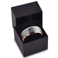 thumbnail image 3 of Tungsten Flower Bloom Blossom Plant Band Ring 8mm Men Women Comfort Fit 18k Rose Gold Step Bevel Edge Brushed Polished, 3 of 4
