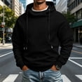 thumbnail image 5 of Men's Hooded Pullover Solid Color Long-sleeved Sweatshirt for Man Fall Winter, 5 of 7