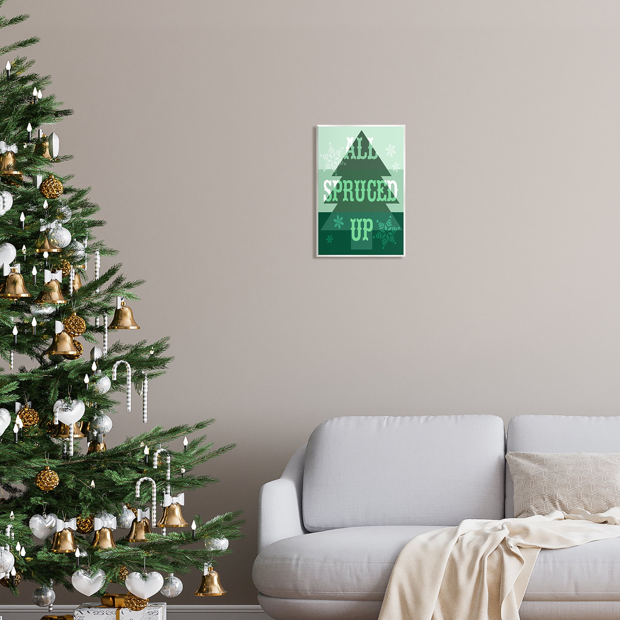 Stupell Industries All Spruced Up Holiday Pun Holiday Painting Unframed Art Print Wall Art, 10 x 15