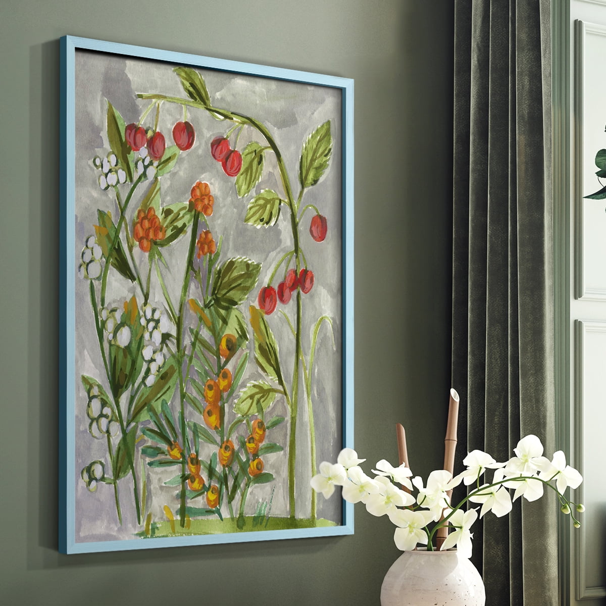 Dear Nature I Framed Print in Blue Solid Wood Framed Print No Nail Hanging