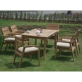 thumbnail image 1 of Teak Dining Set:6 Seater 7 Pc -60" Rectangle Table And 6 Stacking Vellore Arm Chairs Outdoor Patio Grade-A Teak Wood WholesaleTeak #WMDSVL4, 1 of 4