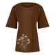 thumbnail image 4 of DTBPRQ - Camisas de lino para mujer, blusa bordada de algodón y lino, manga corta, estilo bohemio mexicano, camiseta informal, 4 of 4