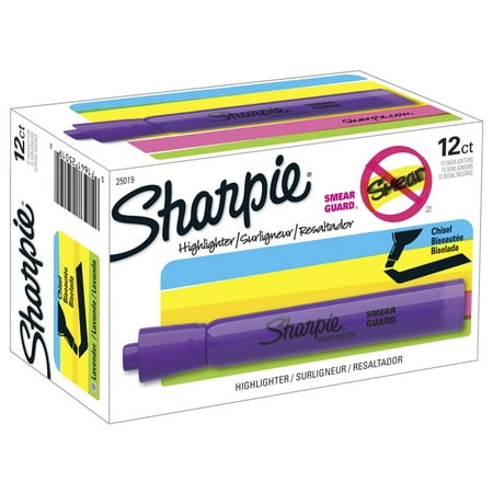 Sharpie Tank Style Highlighters, Chisel Tip, Lavender, Box of
