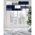 thumbnail image 5 of Blue Grey Patchwork Valances for Windows Abstract Geometric Art Valance Rod Pocket Light Filtering Short Window Treatments Curtains for Kitchen Bathroom Living Room Bedroom, 1 Panel, 42 x 18 Inch, 5 of 7